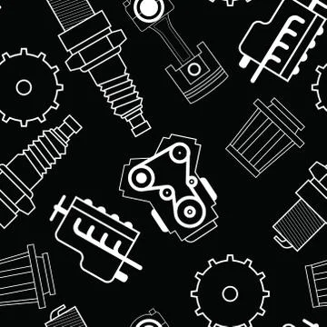 Vector graphic pattern of automobile spare parts. Stock Illustration