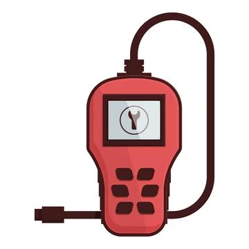 Vector graphic of a red digital multimeter, isolated on a white background Stock Illustration