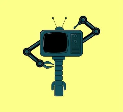 Vector graphic robot television character illustration, very good for clothing d Stock Illustration