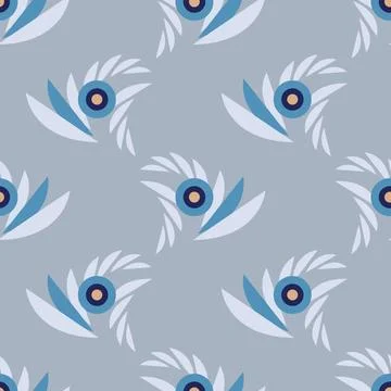 Vector graphic seamless pattern. Circles and swirls on a grey background Illustrazione stock