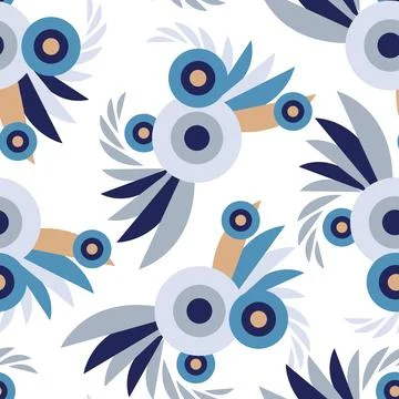 Vector graphic seamless pattern. Circles and swirls on a white background Illustrazione stock