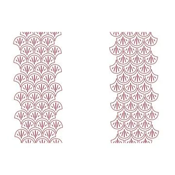 Vector graphic seamless vertical border pattern with outline symbols of tradi 스톡 일러스트