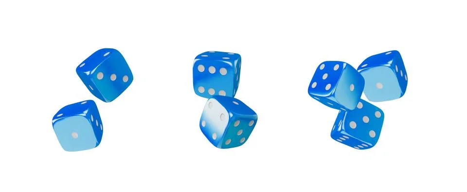 Vector graphic set of blue game dice on isolated background. Stock Illustration