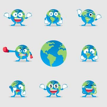 Vector Graphic Set of Earth Expression. Perfect to use for Campaigns on Earth Stock Illustration