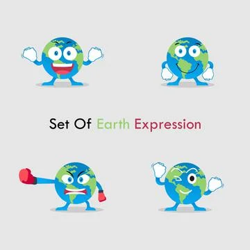 Vector Graphic Set of Earth Expression. Perfect to use for Campaigns on Earth Stock Illustration