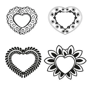 Vector graphic set of hand drawn hearts on a white background Stock Illustration