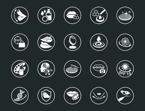 Vector graphic set. Icons, minimal design. Beauty. Attributes of beauty for m Stock Illustration