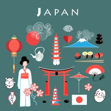 Vector graphic set Japan Stock Illustration