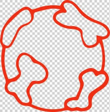 Vector graphic is showing red-line globe icon with abstract land shapes on Stock Illustration