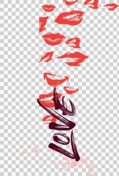 Vector graphic is showing red lips, cursive love lettering with pink dots on Illustrazione stock