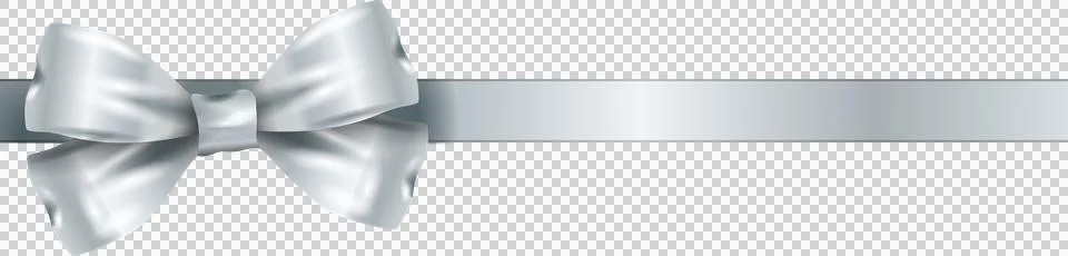 Vector graphic is showing silver satin ribbon bow with highlights  and  tails on Illustrazione stock