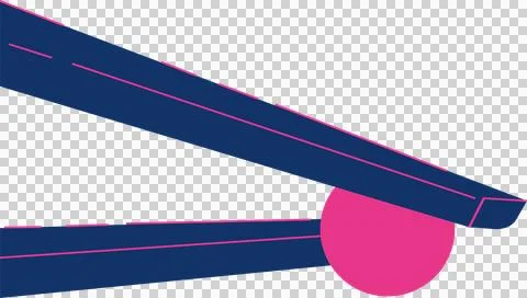 Vector graphic is showing two navy diagonal bars overlapping magenta circle on イラスト素材