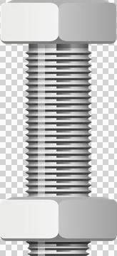 A vector graphic shows a silver colored bolt with nuts, set against a stark.. 스톡 일러스트