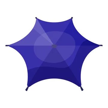 Vector graphic of a simplified top view of a blue umbrella on a white background Stock Illustration