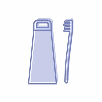 Vector Graphic of - Toothbrush and Toothpaste - Blue Twins Style Stock Illustration