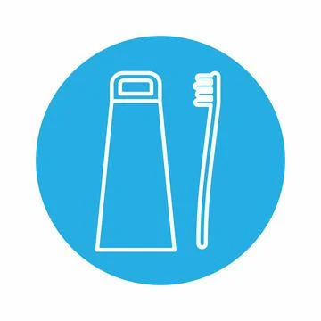 Vector Graphic of - Toothbrush and Toothpaste - Blue Monochrome Style Stock Illustration