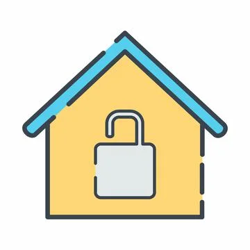 Vector Graphic of Unlocked House - Line Cut Style Stock Illustration