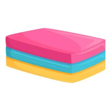 Vector graphic of a vibrant, multicolored cleaning sponge with soft shadow Stock Illustration