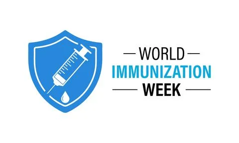 Vector graphic of World Immunization Week poster collection featuring shiel.. Stock Illustration