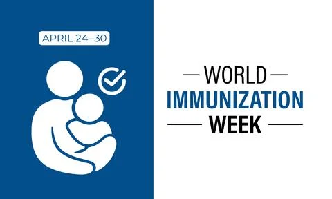Vector graphic of World Immunization Week poster collection featuring shiel.. Stock Illustration