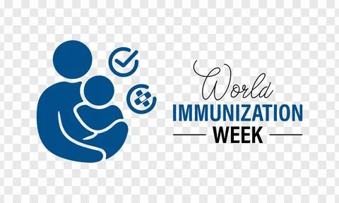 Vector graphic of World Immunization Week poster collection featuring shiel.. Stock Illustration