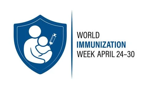 Vector graphic of World Immunization Week poster collection featuring shiel.. Stock Illustration