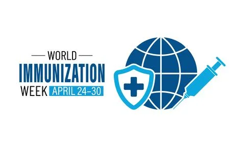 Vector graphic of World Immunization Week poster collection featuring shiel.. Stock Illustration