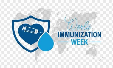 Vector graphic of World Immunization Week poster collection featuring shiel.. Stock Illustration