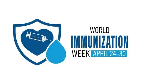 Vector graphic of World Immunization Week poster collection featuring shiel.. Stock Illustration