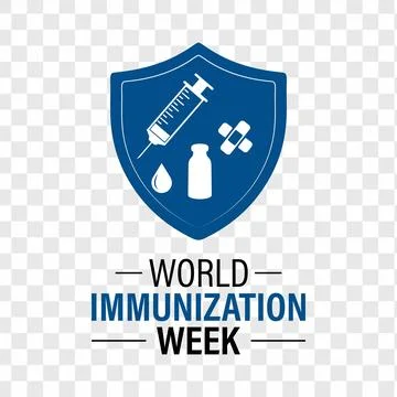 Vector graphic of World Immunization Week poster collection featuring shiel.. Stock Illustration