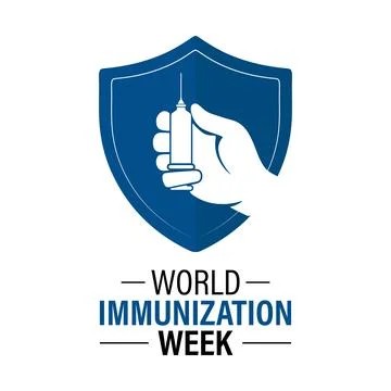 Vector graphic of World Immunization Week poster collection featuring shiel.. Stock Illustration