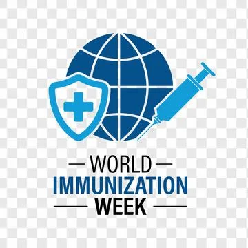 Vector graphic of World Immunization Week poster collection featuring shiel.. Stock Illustration