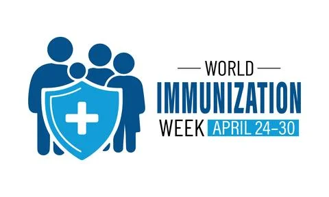 Vector graphic of World Immunization Week poster collection featuring shiel.. Stock Illustration