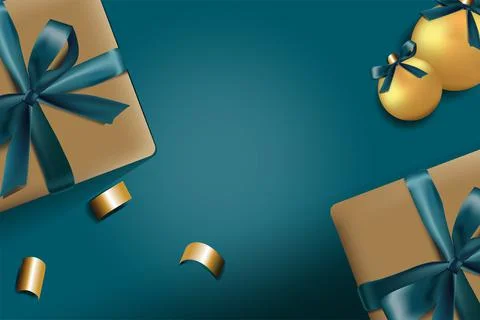 Vector graphics. Christmas background. Realistic background with 3D objects, Stock Illustration