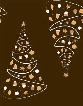 Vector graphics Christmas trees and circles seamless pattern. Stock Illustration