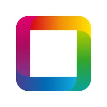 Vector graphics. color square icon, gradient. white background for blank copy Illustrazione stock