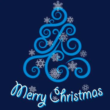 Vector graphics elegant hand-drawn Merry Christmas Card Stock Illustration