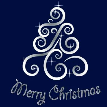 Vector graphics elegant hand-drawn Merry Christmas Card Stock Illustration