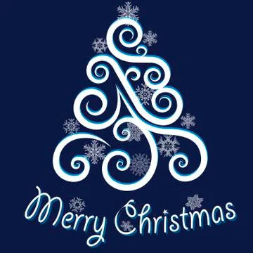 Vector graphics elegant hand-drawn Merry Christmas Card Stock Illustration