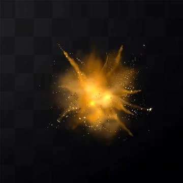 Vector graphics of an explosion of orange sand with small particles and bright Stock Illustration