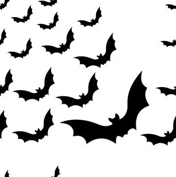 Vector graphics. Halloween's character is a bat. Bats fly. Seamless pattern Illustrazione stock