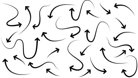 Vector graphics. Hand drawn arrows set. Illustration on white background. Stock Illustration