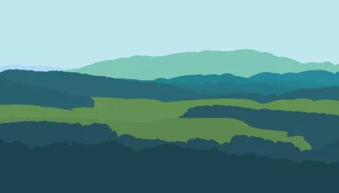 Vector Graphics illustration of a summer landscape. An image of the silhouett Stock Illustration