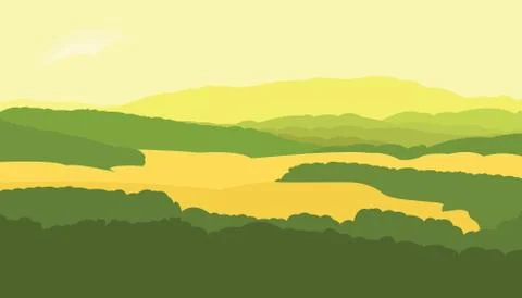 Vector Graphics illustration of a summer landscape. An image of the silhouett Stock Illustration