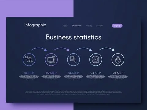 Vector graphics infographics with five options. Template for creating mobile  스톡 일러스트