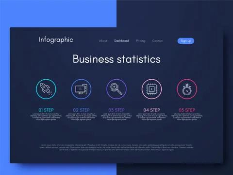 Vector graphics infographics with five options. Template for creating mobile  Stockillustratie