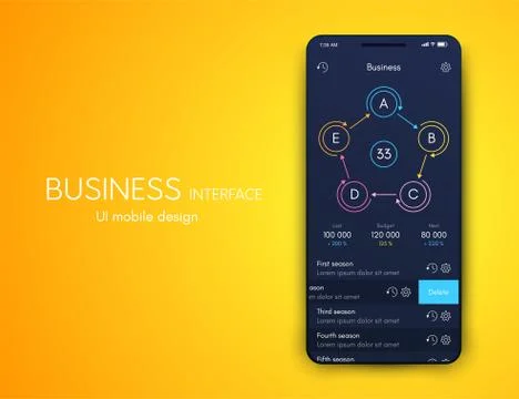 Vector graphics infographics with five options. Template for creating mobile  Stockillustratie