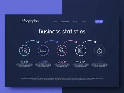 Vector graphics infographics with five options. Template for creating mobile  Stockillustratie