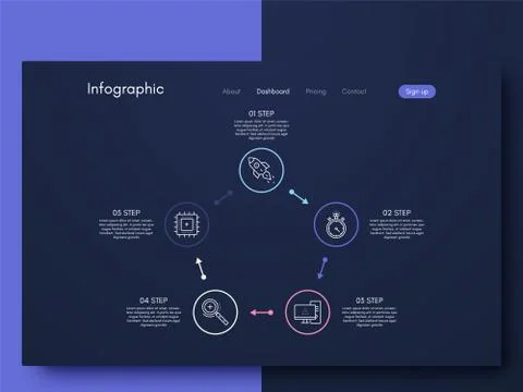 Vector graphics infographics with five options. Template for creating mobile  Stockillustratie