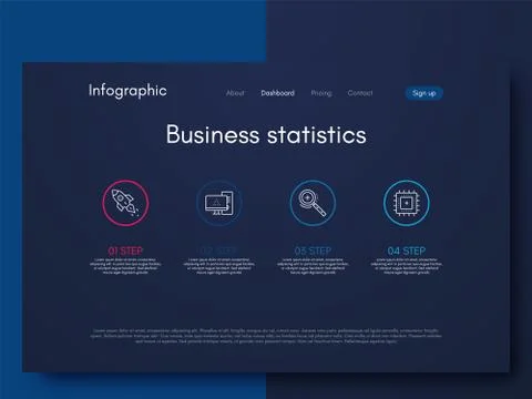 Vector graphics infographics with four options. Template for creating mobile  Stock Illustration